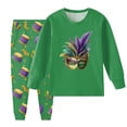 thumbnail image 2 of gdxvjhbj Pyjama Fille Ensemble à Manches Longues Boutique Pyjama Fille Garçon Ensemble à Col Pyjama à Manches Longues 2T 3T (Vert,2-3 Ans), 2 of 5