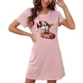 thumbnail image 4 of Sakmal Chemises de Nuit Roses Mumu pour Femmes Mignonnes Ultra-Douces Surdimensionnées Robe de Pyjama de Noël Manches Courtes Col Rond Bas de Noël Courts Imprimés Chemises de Nuit P-2TG, 4 of 5