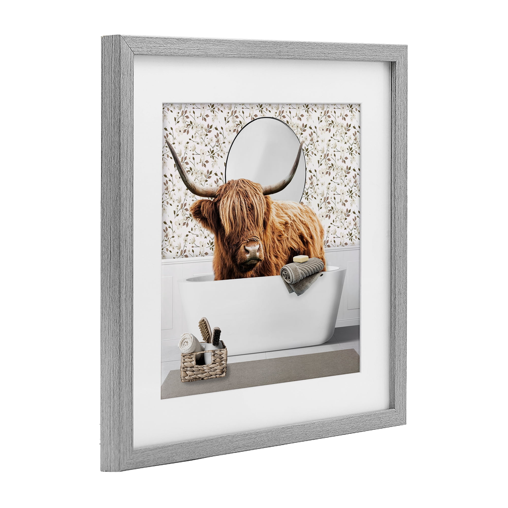 Stupell Industries Boho Cattle Bath Time Gray Framed Print Under Glass, design by CAD Designs