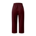 thumbnail image 4 of Susanny Womens Casual Summer Cropped Lightweight Pull on Capris Petite Gym Loose Crop Pants Gaucho Low Waist Capri Pants Wine L, 4 of 8