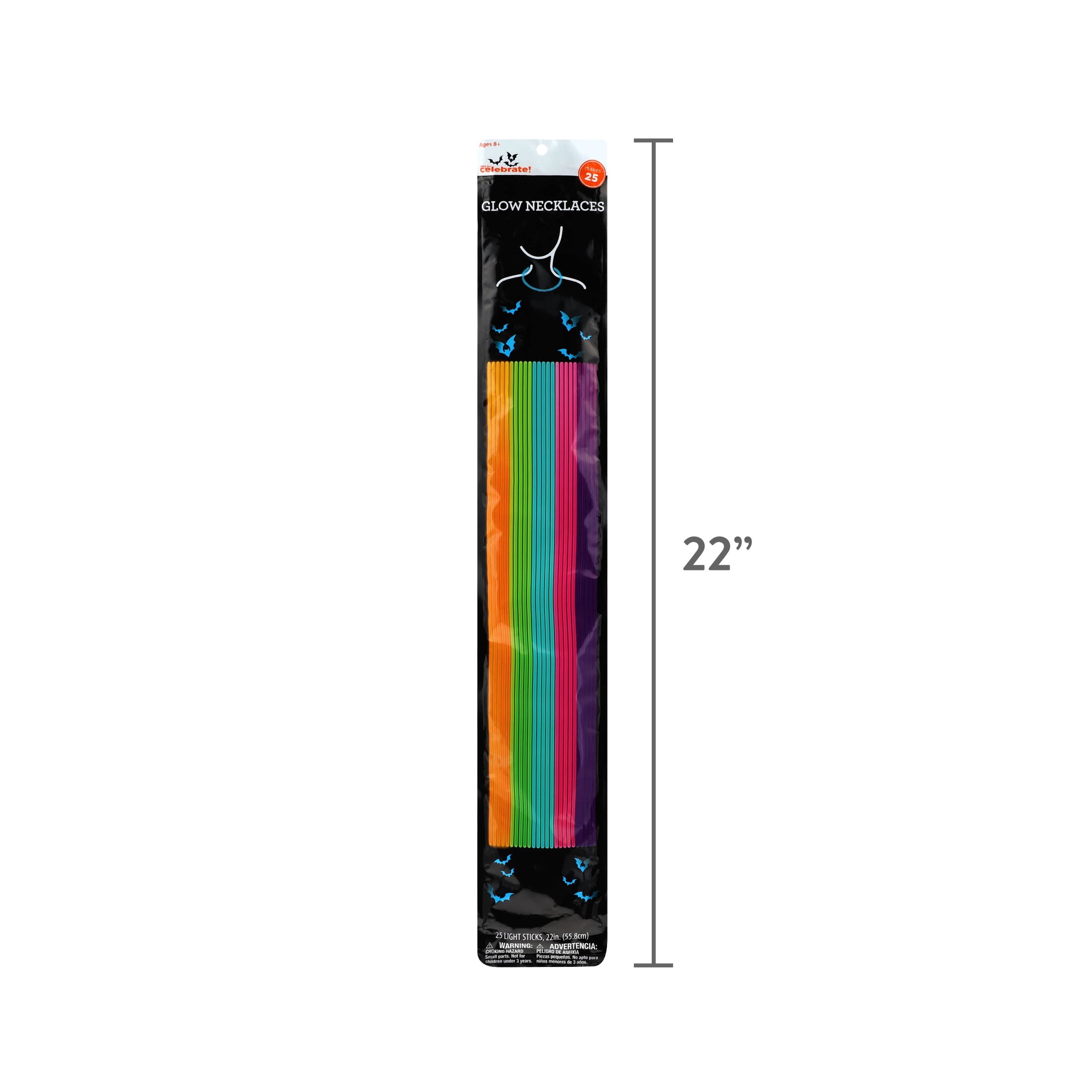 Glow Necklaces, Multicolor, 22", 25 Count, Halloween by Way To Celebrate