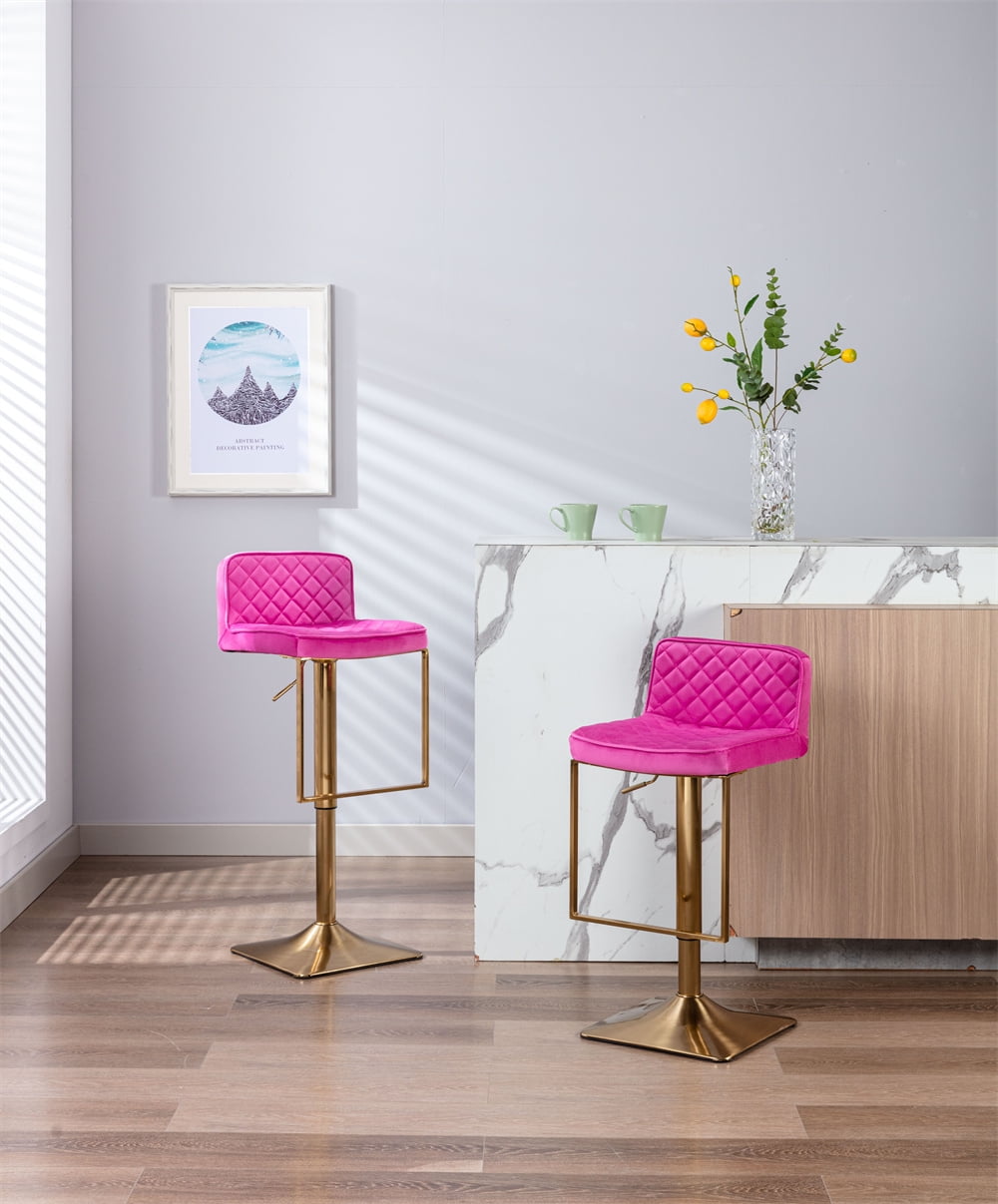 Swivel Velvet Bar Stool, Modern Upholstered Dining Chair with Back and