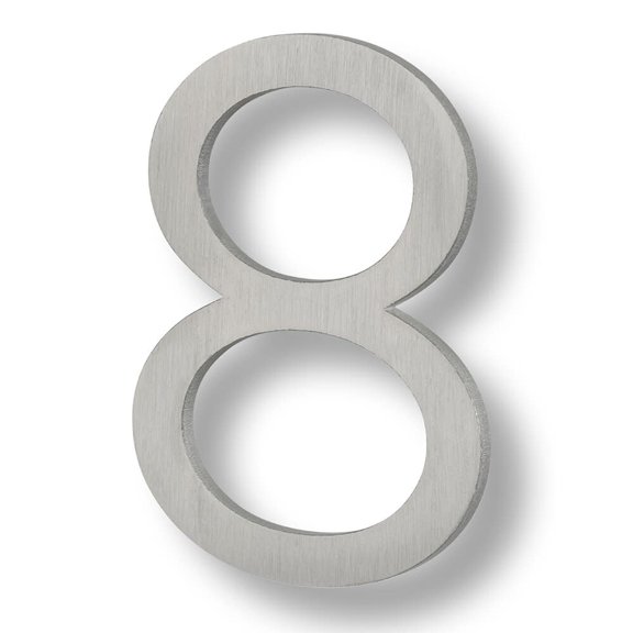 Sure-Loc Hnf6-8 6"" Tall Brushed Aluminum Floating House Number 8 - Silver