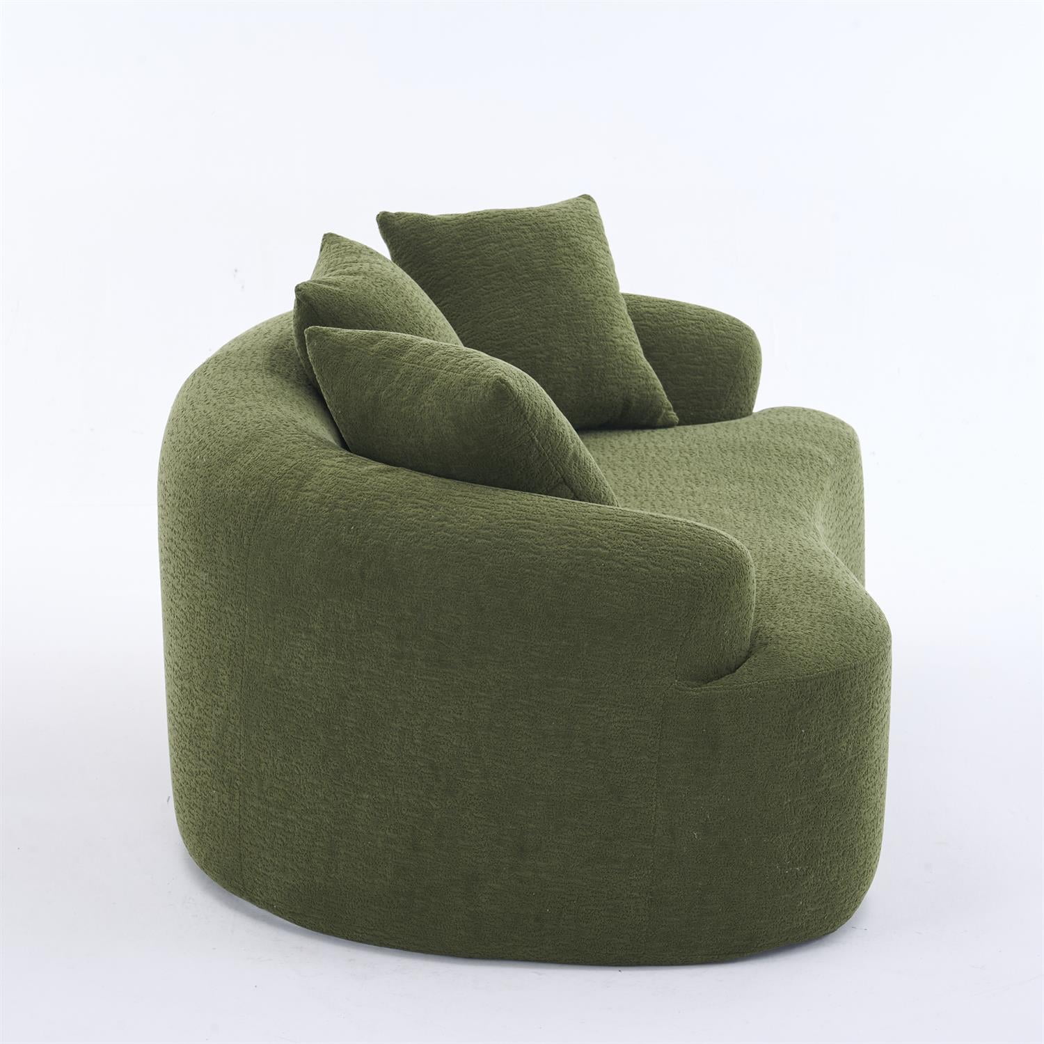 Demi Bonn 65" Compact Curved Loveseat Sofa with Chenille Fabric, Full Compression Sponge for Small Spaces, Supports up to 300 lbs, No Assembly Needed, Green