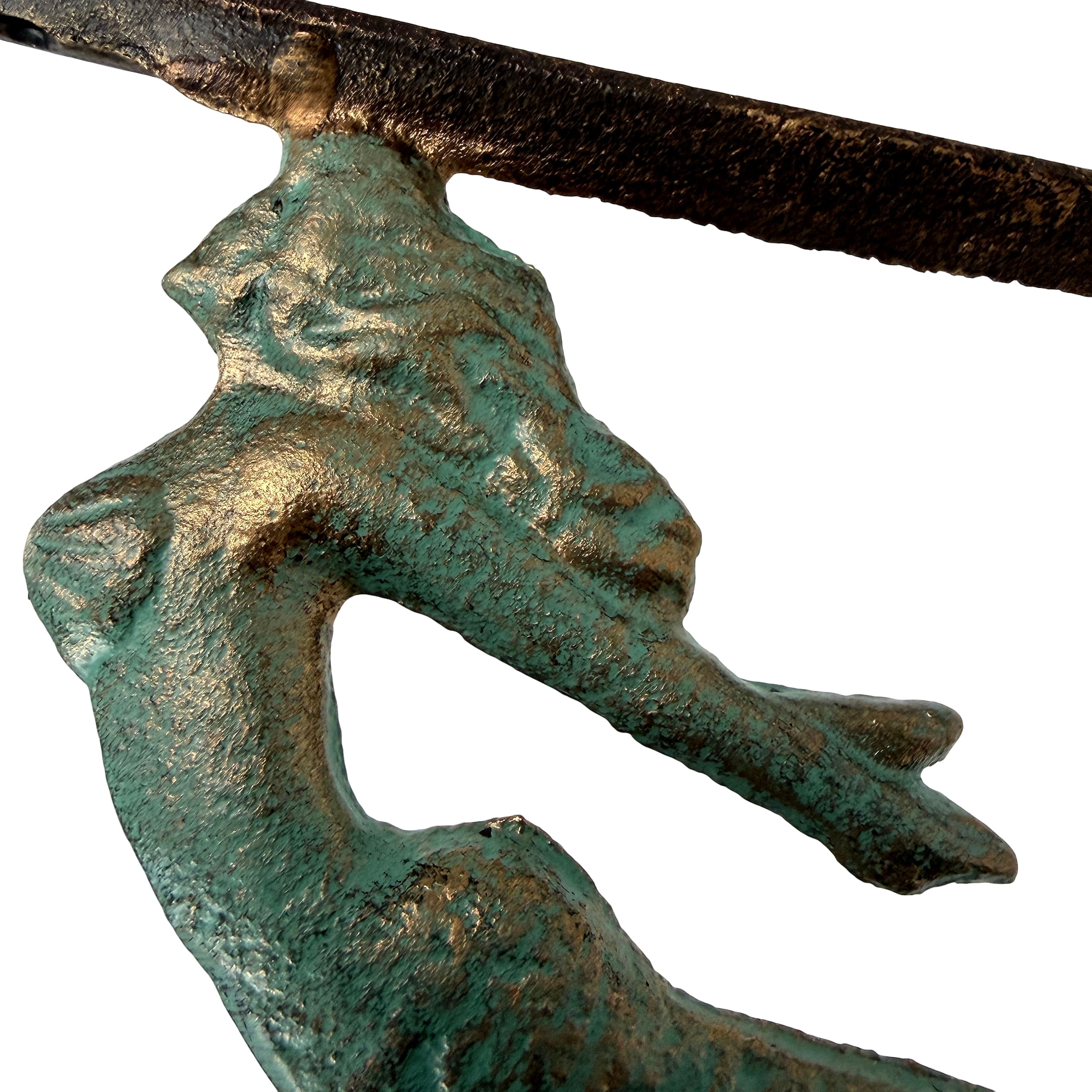 Zeckos Verdigris and Bronze Cast Iron Swimming Mermaid Metal Shelf Bracket Set of 2