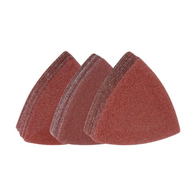 Unique Bargains 60 Packs 60/80/100 Grits 80mm Aluminum Oxide Triangular Sandpaper Sanding Pads