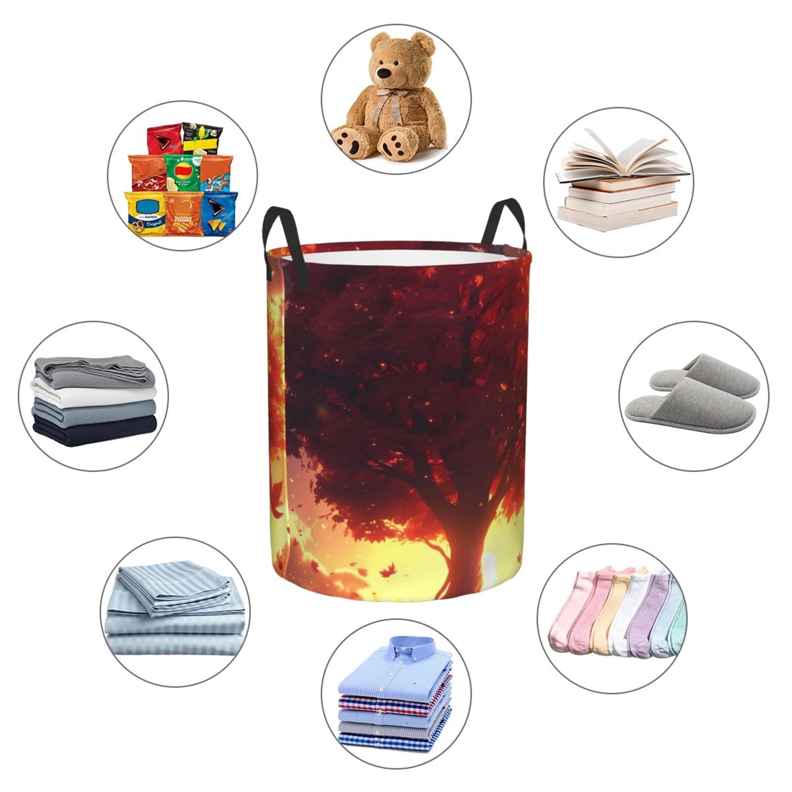 Large Laundry Basket with Handles - Golden Maple Sunset Tree Kids Baby Dirty Clothes Laundry Hamper for Bedroom Aesthetic