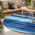 thumbnail image 3 of Round Area Rugs 6Ft, Mexican Style Non-Slip Washable Circle Rugs Carpet, Colorful Mexico Stripes Ombre Blue Indoor Outdoor Rug Floor Mats Throw Runner for Bedroom Living Room Bathroom, 3 of 8