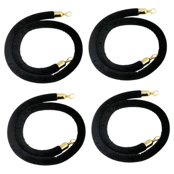figatia 4 Pieces Velvet Stanchion Rope Accessory 150cm/59inch for Food Service Lines Black