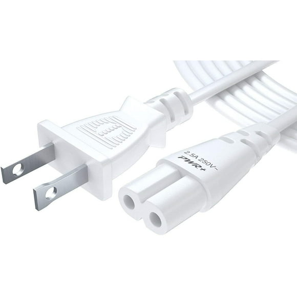 Pwr TV Power Cord 12Ft (3.6 Meter) Cable for Samsung LG TCL Sony: 2 Prong AC Wall Plug 2-Slot LED LCD Insignia Sharp