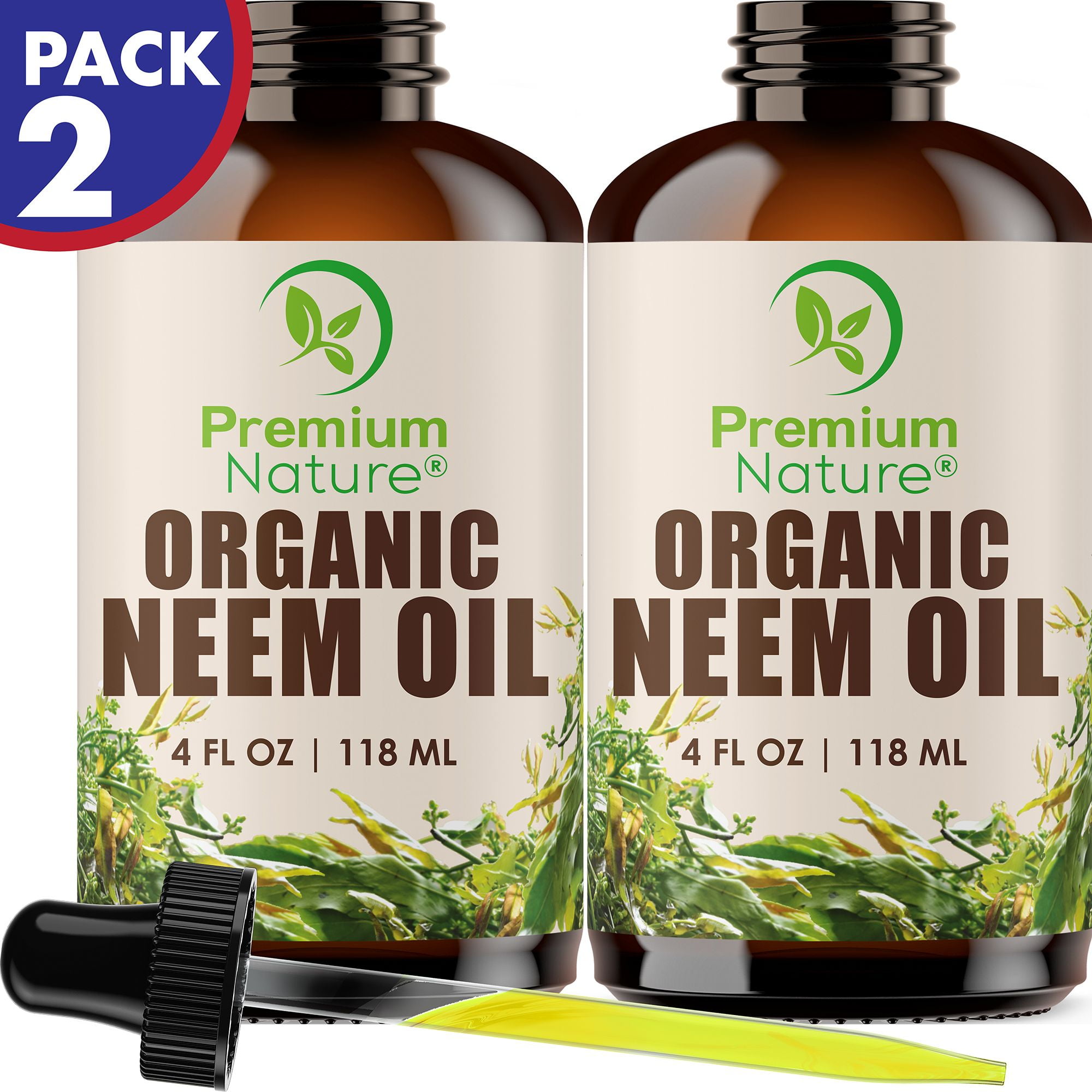 Organic NeemOil For Skin Pure Cold Pressed NeemOil 4 oz 2 pack