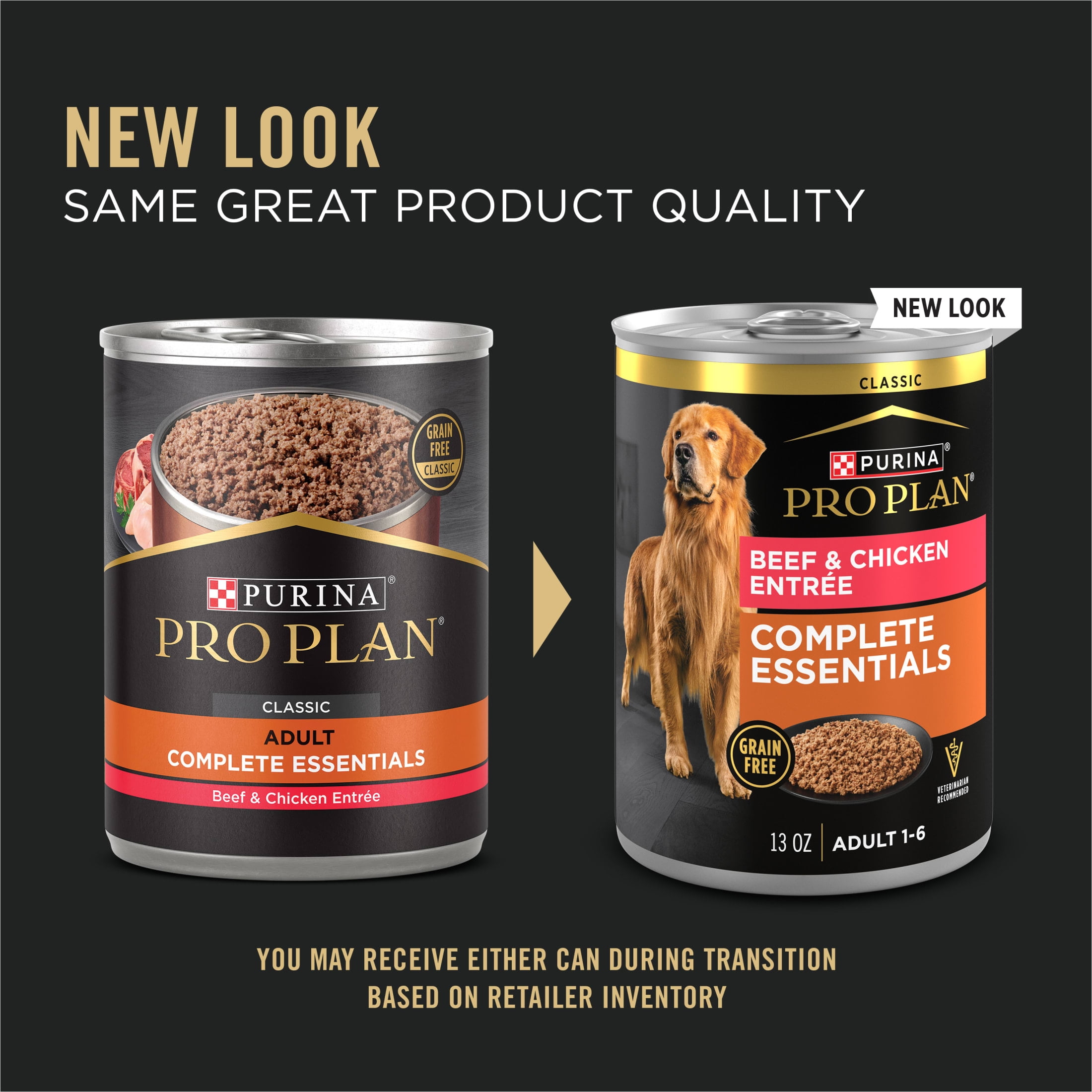 Purina Pro Plan Grain Free Wet Dog Food Classic Pate, Beef and Chicken Entrée, 13 oz Can