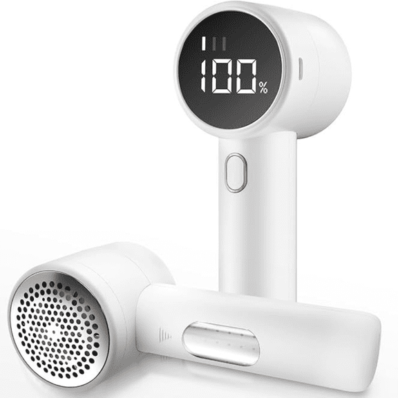 Fabric Shaver, Lint Remover Rechargeable, Electric Portable Sweater Defuzzer with 3 Speeds, 6 Leaf Blades, Digital LED Display to Remove Pilling for Clothes, Furniture, Sweater, Couch, Blanket