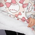 thumbnail image 3 of Oversized Wearable Blanket Hoodie,Pink Baseballs with Bows Pattern Sherpa Blanket Hoodie with Super Pockets,Super Warm Fuzzy Pullover for Women & Men, 3 of 6