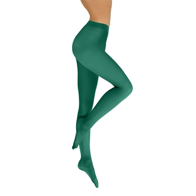 TIEVOSA Collants pour Femmes Colorés 40 Opaques en Microfibre (Vert)
