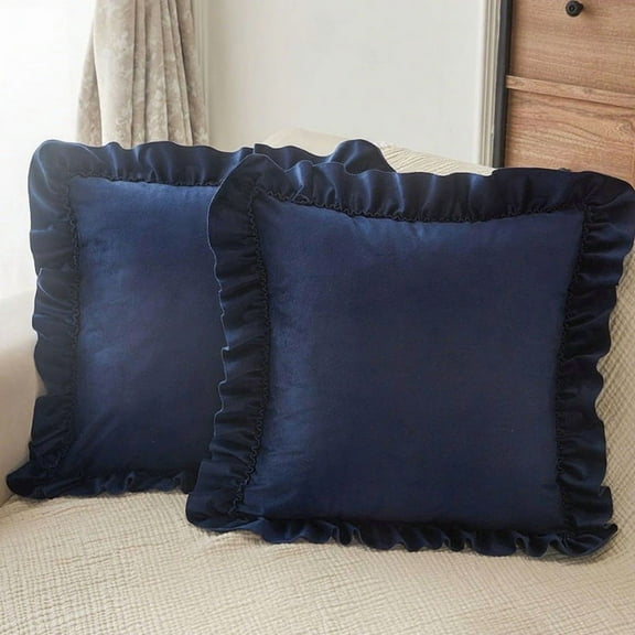 Pack of 2 Decorative Square Throw Pillow Covers Set Christmas Cushion Cases Pillowcases for Spring Couch Sofa Bedroom Car 18x18 inch，Navy