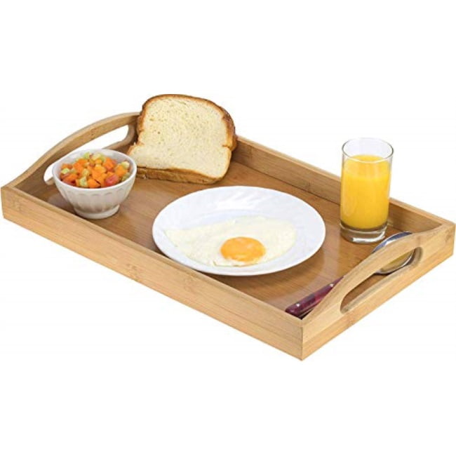 HOME IT Serving tray bamboo wooden tray with handles Great for