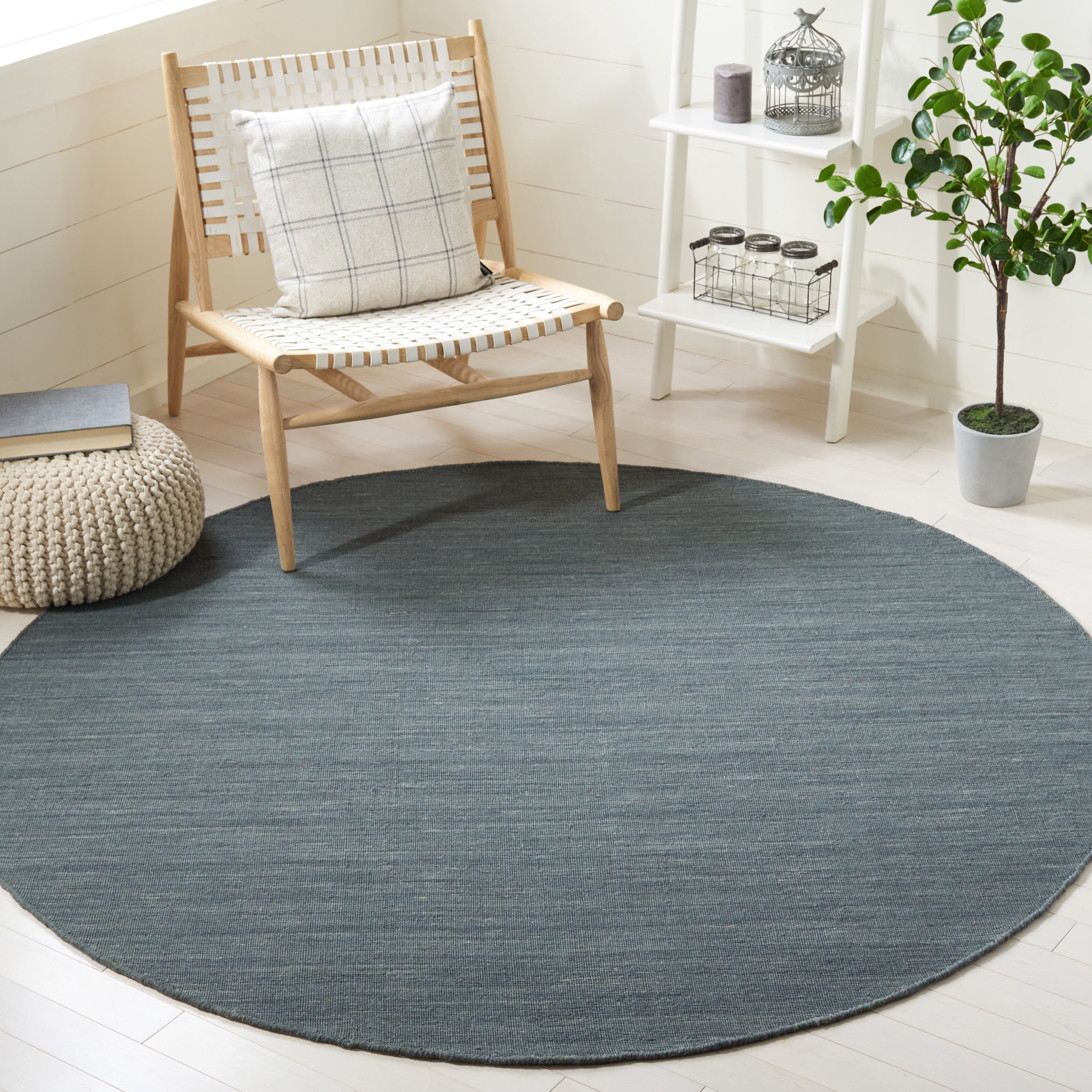 SAFAVIEH Kilim Patrick Solid Area Rug, Grey/Silver, 6' x 6' Round