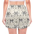 thumbnail image 2 of Women's Silk Pajama Shorts Bows Stars Gray Pajama Shorts Women's Casual Pajama Shorts with Pockets, 2 of 6
