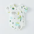 thumbnail image 2 of Zwiiyzr 0-2T Unisex Cotton Cute Infant Romper One-Piece Baby Bodysuit Newborn Button Front Short Sleeve Infant Neutral Outfits White, 2 of 5