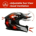 thumbnail image 5 of TCMT DOT Dirt Bike Helmet for Kids with Goggles & Gloves, for Motocross Offroad Street Motorcycle, Youth L Size, Black Red Firework, 5 of 11