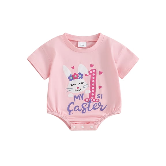 Jxzom Infant Baby Boy Girl My First Easter Outfit 0 3 6 12 18 Months Bunny Carrot Romper Long Sleeve Crewneck Sweatshirt Bodysuit