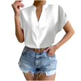 thumbnail image 1 of Birdeem Hauts Unis pour Femmes T-Shirts à Boutons Col en V Blouse, 1 of 9