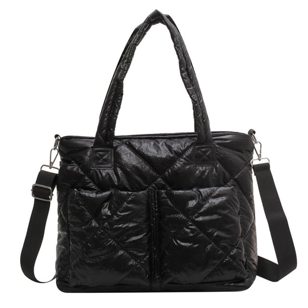 Bolso de mano acolchado para mujer, lujoso bolso de mano a cuadros, bolso de mano acolchado, ligero, de algodón, para invierno