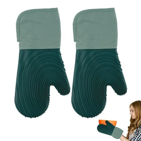 

Fovolat Silicone Heatproof Gloves High Temperature Kitchen Anti-Scalding Gloves Kitchen Excellent Heat Insulation Effect Oven Mitts gaudily