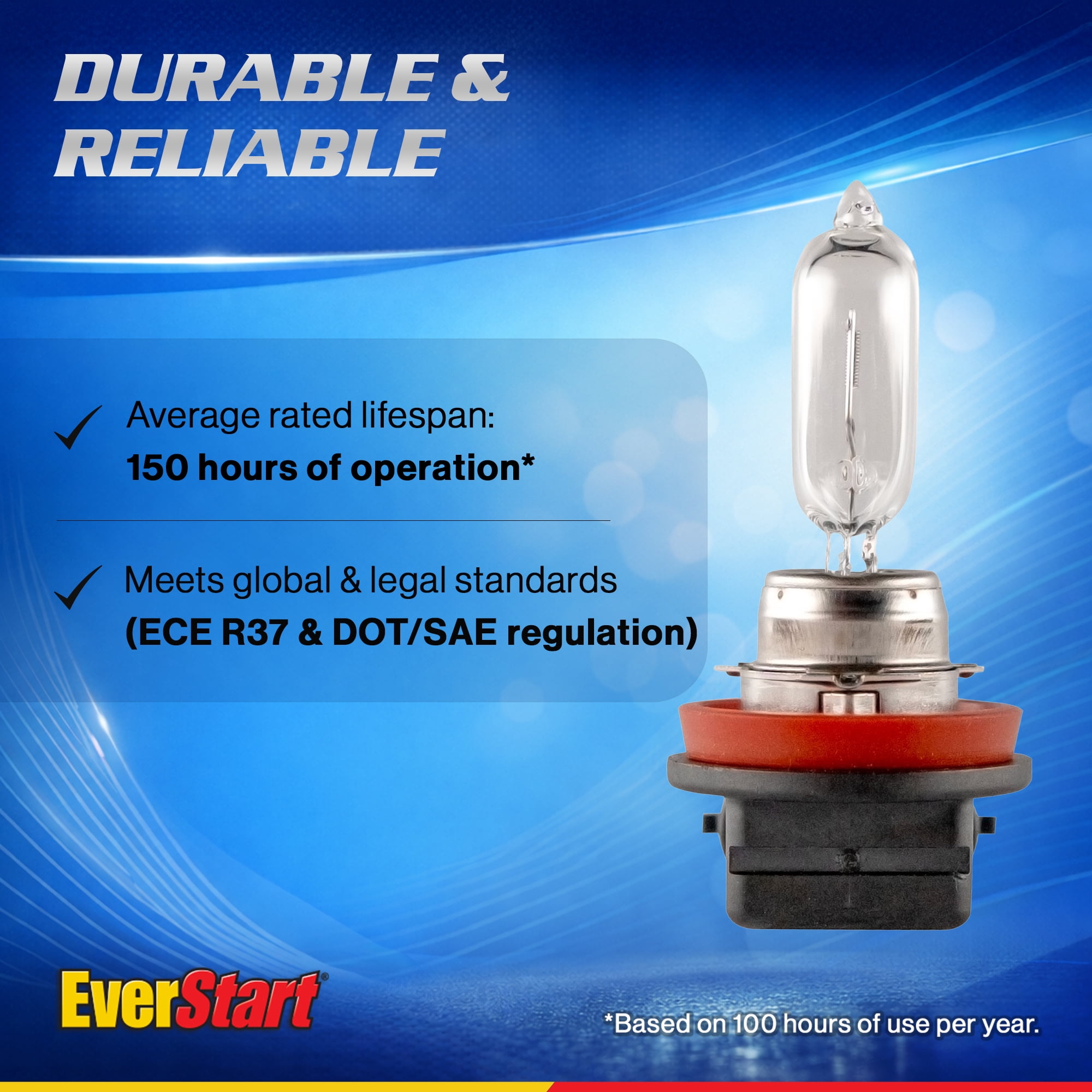 EverStart H9 Halogen Headlight Bulb, 1 pack, Compatible with Multiple Cars