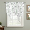 thumbnail image 2 of Green Grey Botanical Tie Up Curtains 45 Inches Long, Kitchen Window Curtains Over Sink, Spring Floral Summer Farmhouse Small Window Curtains Shade Balloon Curtains Valances for Bedroom/Cafe 34"x45", 2 of 8