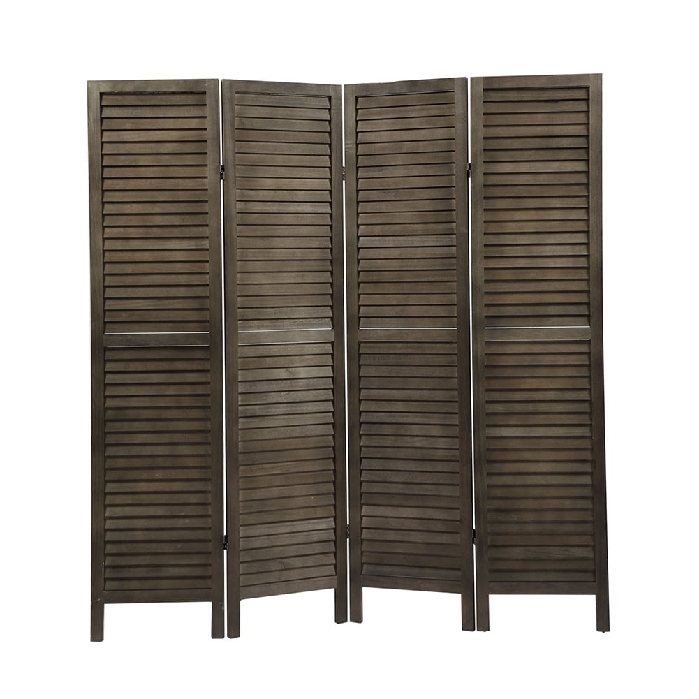 Kadyn 4 Panel Room Divider, Folding Privacy Screen Room Screen, Freestanding Office Divider, Rustic Brown Kadyn 4 Panel Room Divider, Folding Privacy Screen Room Screen, Freestanding Office Divider, Rustic Brown