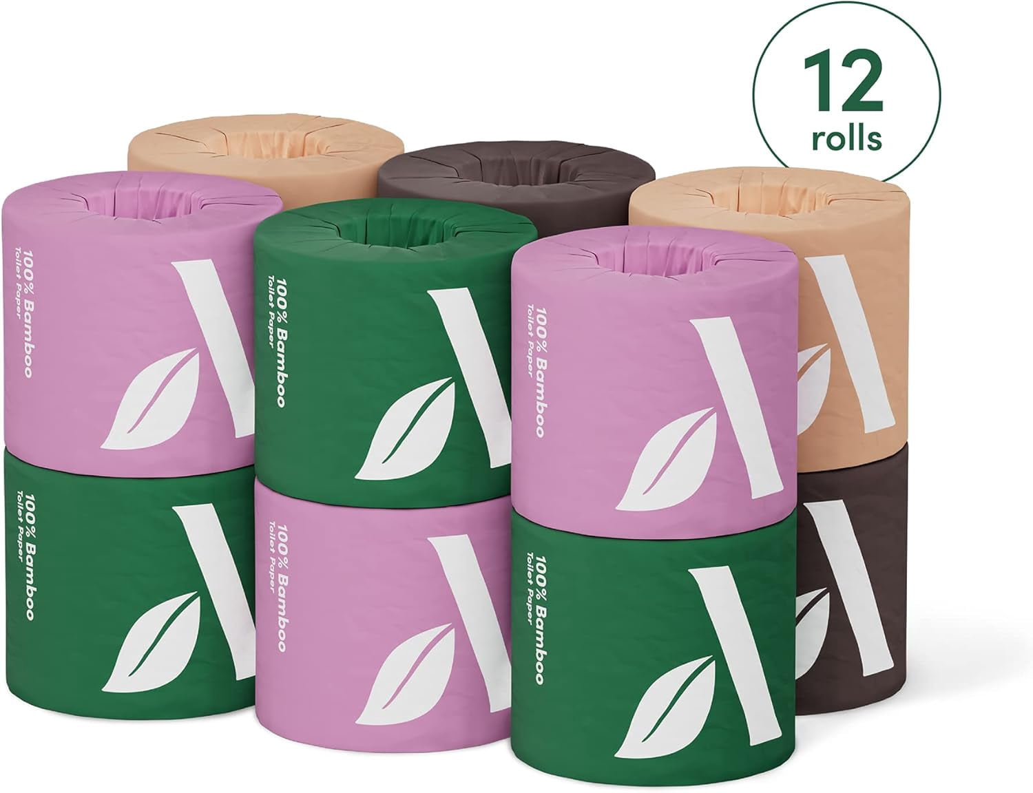 A100% 3-ply Bamboo Toilet Paper, Unscented,350 Sheets per roll, Total 4200 Sheets, Plastic-Free