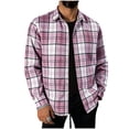 thumbnail image 2 of Gamivast Men's Plaid Flannel Shirts Long Sleeve Button Down Casual Collared Tops Classic Fit Checkered Dress Shirts for Fall Winter Daily Workwear Essential Pink XL, 2 of 6