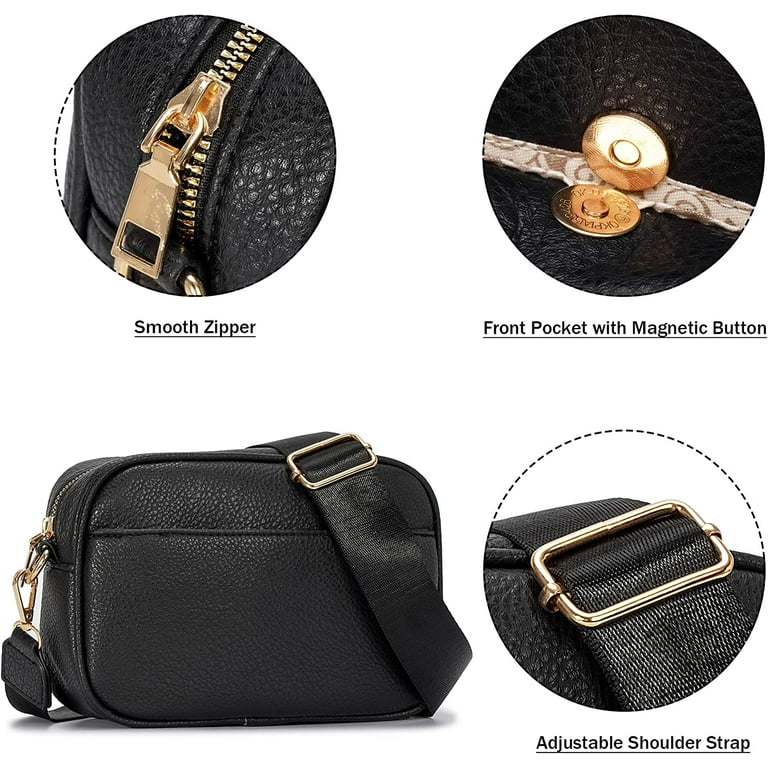 Triple Zip Small Crossbody Bag for Women, Square Snapshot
