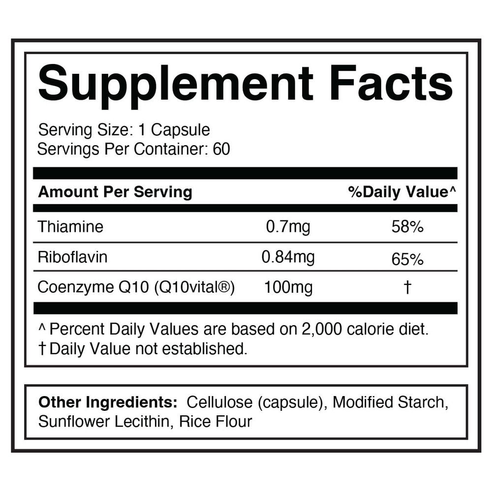 Dr. Colbert, MD Q10 Vital | CoQ10 | by Divine Health | 100mg Coenzyme-Q10 | Riboflavin | Thiamine | 60 Capsules