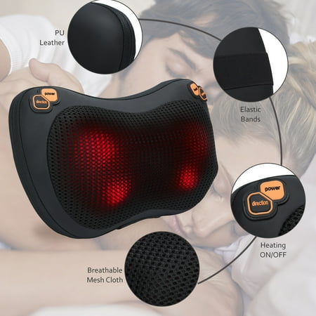 SAYFUT Shiatsu Back and Neck Heating Massager Pillow with 3D Nodes for Sore Muscles, Deep Kneading, Car Seat, Best Relaxation Gifts for Dad/ Mom/ Men/ Women