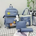 thumbnail image 5 of 4/5pcs Backpack Crossbody Bag Handbag Drawstring Bag And Pen Bag Set, Simple Solid Color Student Backpack With Cute Badge, Cute Sweet Student Backpack, Girls Backpack, Preppy Large-capacity Travel Back, 5 of 5