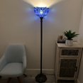 thumbnail image 3 of Enjoy Decor Lamps Torch 66-Inch 1-Light Traditional Baroque Style Blue Stained Glass Bowl Lamp, 3 of 6