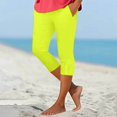 thumbnail image 2 of WULMLEO Capri Leggings for Women with Pockets 2025 Summer Stretch Plus Size High Waisted Soft Casual Workout Yoga Pants Yellow 3XL, 2 of 5