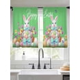 thumbnail image 2 of Green Easter Sheer Curtains 54 Inch Length 2 Panels Set Window Treatments, Spring Bunny Eggs Tulip Flowers Butterfly Rod Pocket Semi Curtains for Living Room/Bedroom/Kitchen Décor, 104"W x 54"L, 2 of 7