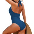 thumbnail image 1 of Womens Swimsuits Spring Summer Solid Color Beach Vacation Casual Plus Size Tankini Swimwear Blue, 1 of 4
