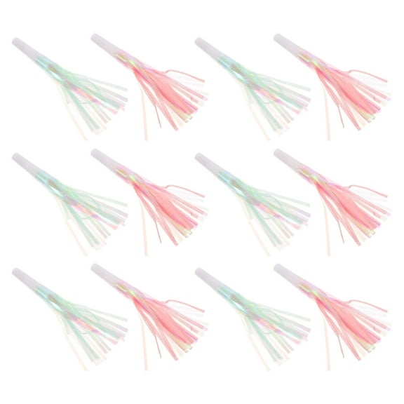 WRITWAA Assorted Color Horns with Fringe, 12 Pieces Party Favor Noise Makers for Kids and Adults