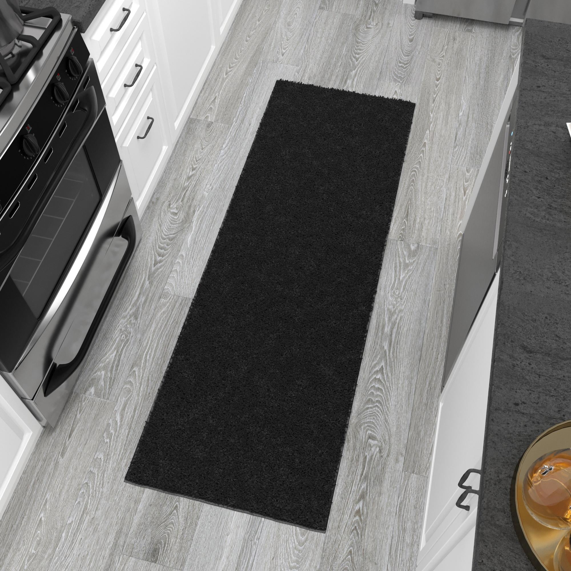 Sweet Home Stores Luxury Non-Slip Rubberback Solid 2x6 Soft Indoor Runner Rug, 2' x 6', Black