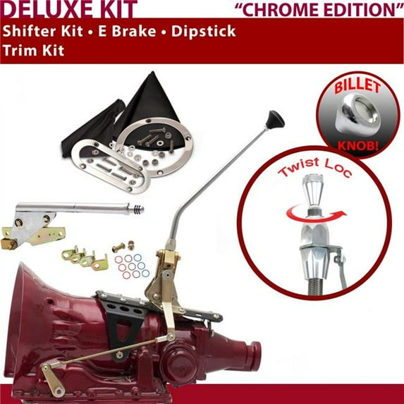 American Shifter 2004R Shifter Kit Chrome 12 in. E Brake Trim Kit Dipstick for F1709