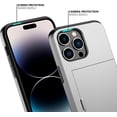 thumbnail image 4 of iPhone 14 Pro Max Case with Card Holder Heavy Duty Protective Dual Layer Shockproof Hidden Card Slot Slim Wallet Case for iPhone 14 Pro Max for Women&Men(Silver), 4 of 14