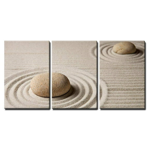 wall26 - 3 Piece Canvas Wall Art - Mini Zen Garden - Modern Home Art Stretched and Framed Ready to Hang - 24"x36"x3 Panels