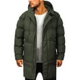 thumbnail image 7 of Men's Winter Large Size Loose Casual Long Quilted Down Jacket with Thickened Windproof Warm Full Zip Hooded Design for Outdoor Clothing and Holiday Season Wear,Green,XL, 7 of 7