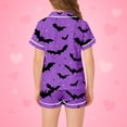 thumbnail image 6 of CAIVO Girls Halloween Pajama Sets Cute Bat Print Sleepwear Comfort Kids Nightwear Short Sleeve Lapel Button Down Shirts Tops With Shorts 2 Piece For And Little Girls Pjs, 6 of 8