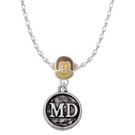 Delight Jewelry Silvertone Doctor Caduceus Seal - MD Mia Monkey Charm Necklace